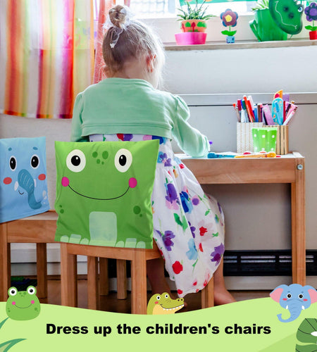 Breling 4 Pcs Animal Chair Covers 15.7x13.8 Inch Elephant Frog Pig Giraffe