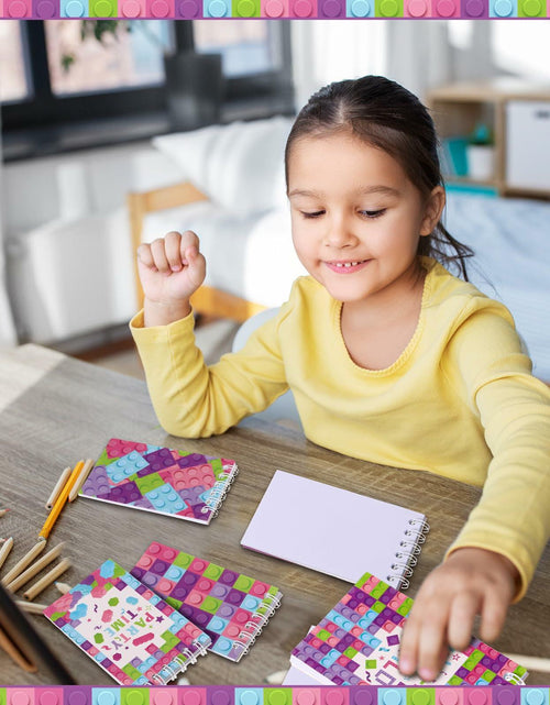 Load image into Gallery viewer, PerKoop Pink Building Block Mini Spiral Notepads 24 Pieces Kids Party Favor

