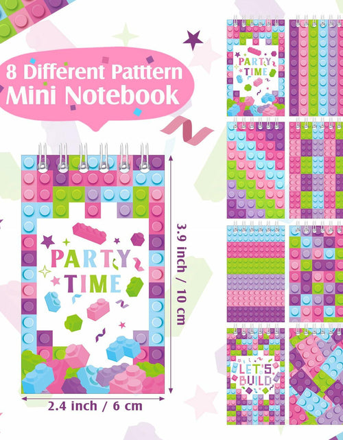 Load image into Gallery viewer, PerKoop Pink Building Block Mini Spiral Notepads 24 Pieces Kids Party Favor
