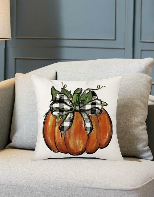 Load image into Gallery viewer, Aitukang Fall Pillow Covers 20x20 Inch Pumpkin Buffalo Plaid Set of 2
