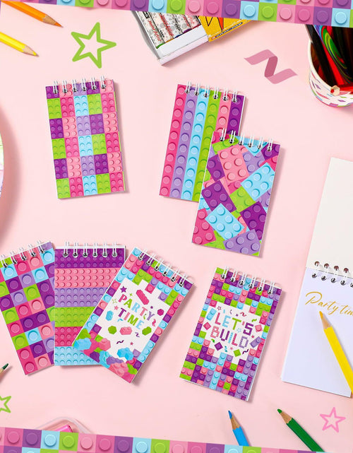 Load image into Gallery viewer, PerKoop Pink Building Block Mini Spiral Notepads 24 Pieces Kids Party Favor
