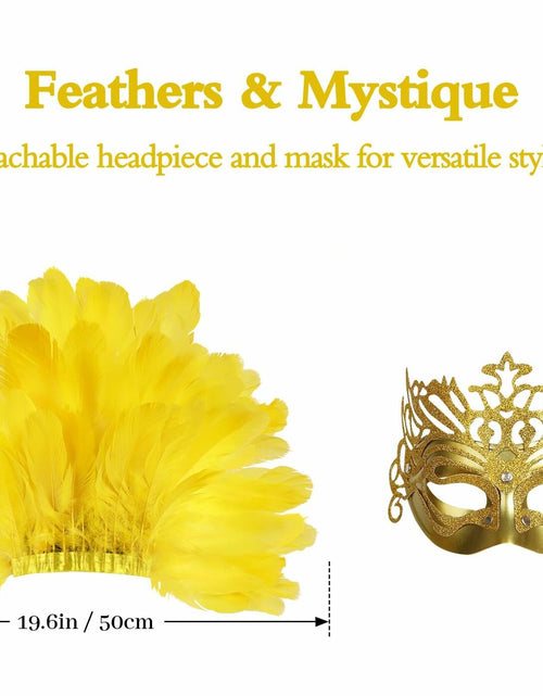 Load image into Gallery viewer, JPXH Masquerade Mask Feather Carnival Showgirl Headpiece Costume Yellow
