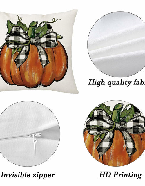 Load image into Gallery viewer, Aitukang Fall Pillow Covers 20x20 Inch Pumpkin Buffalo Plaid Set of 2
