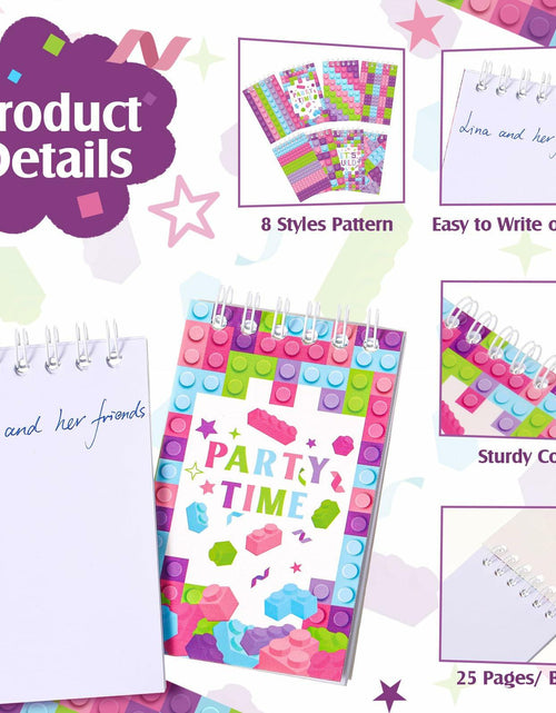 Load image into Gallery viewer, PerKoop Pink Building Block Mini Spiral Notepads 24 Pieces Kids Party Favor
