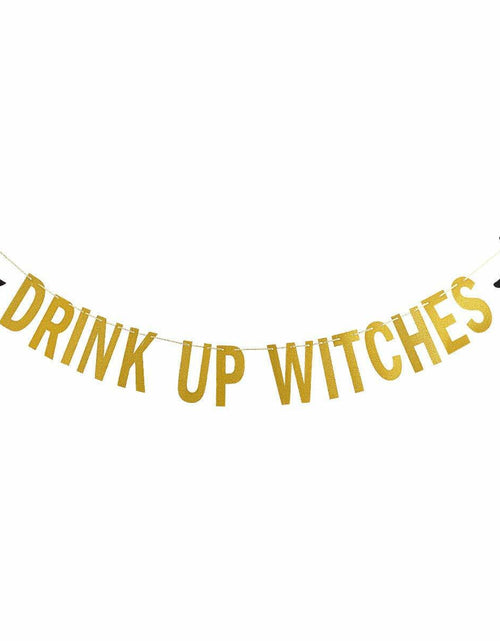 Load image into Gallery viewer, LeeSky Gold Drink Up Witches Banner Halloween Bachelorette Party Decoration
