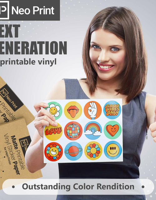 Load image into Gallery viewer, NEO PRINT Printable Vinyl Sticker Paper Matte White 8.5x11 20 Sheets Waterproof
