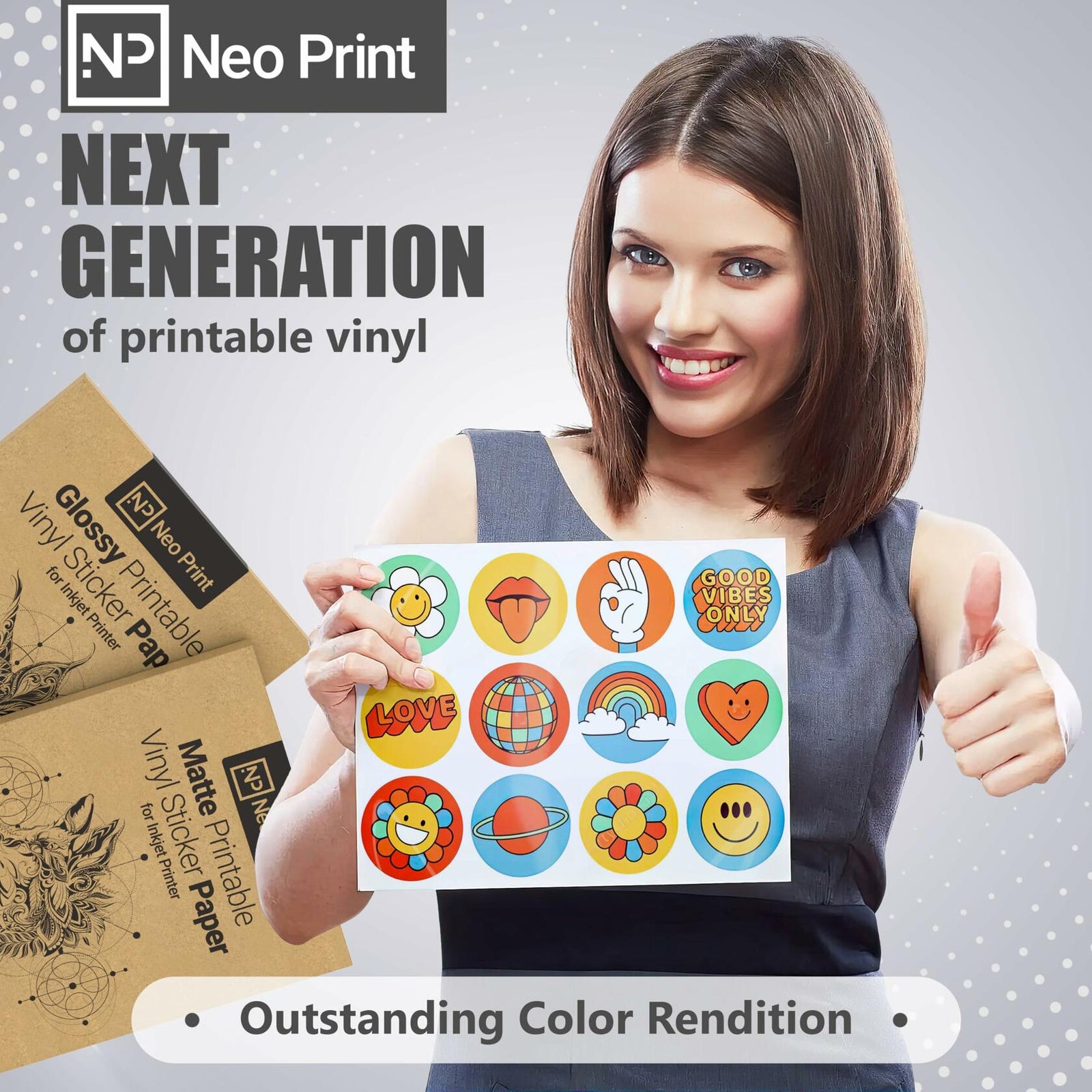 NEO PRINT Printable Vinyl Sticker Paper Matte White 8.5x11 20 Sheets Waterproof