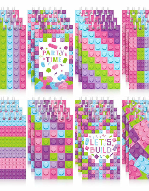Load image into Gallery viewer, PerKoop Pink Building Block Mini Spiral Notepads 24 Pieces Kids Party Favor
