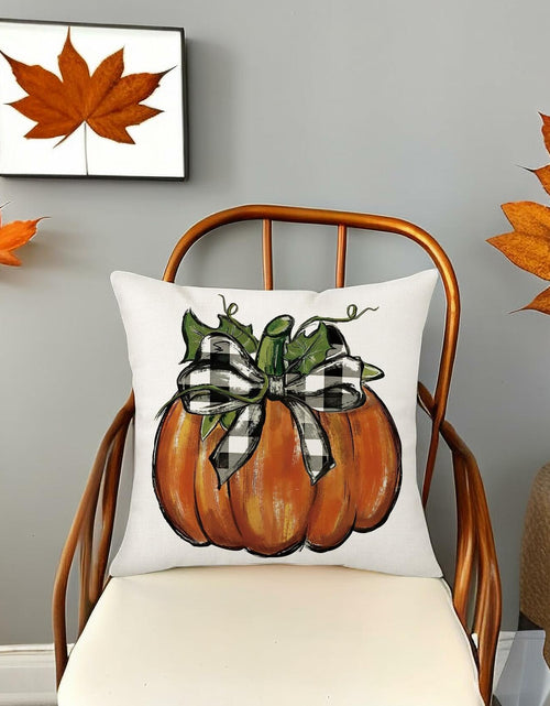 Load image into Gallery viewer, Aitukang Fall Pillow Covers 20x20 Inch Pumpkin Buffalo Plaid Set of 2
