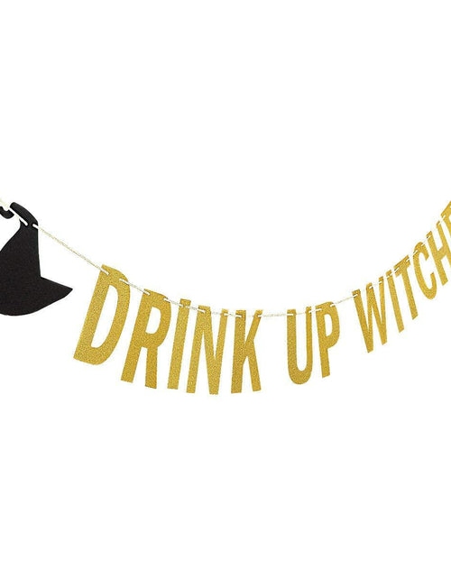 Load image into Gallery viewer, LeeSky Gold Drink Up Witches Banner Halloween Bachelorette Party Decoration
