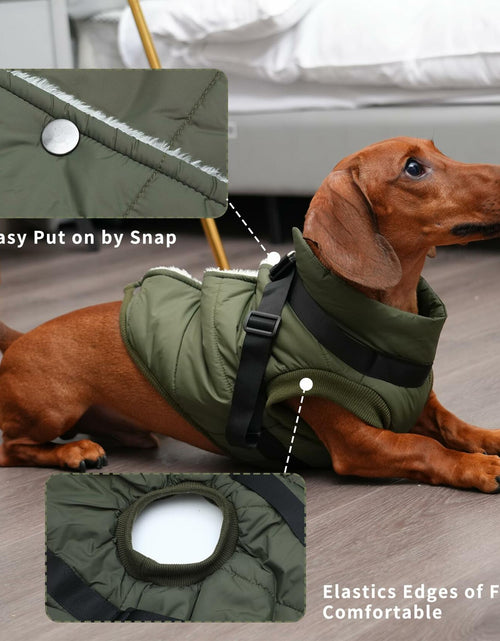 Load image into Gallery viewer, JoyDaog Dog Jacket Harness Fleece Lined Warm Winter Vest LightOrange Size M

