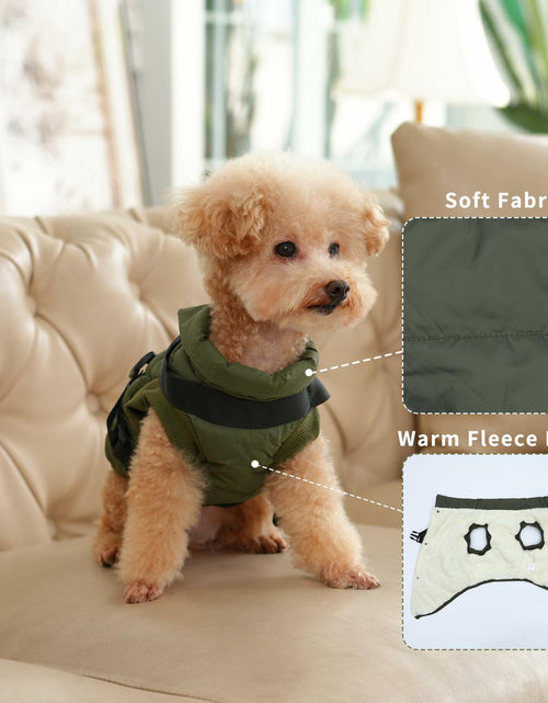 Load image into Gallery viewer, JoyDaog Dog Jacket Harness Fleece Lined Warm Winter Vest LightOrange Size M
