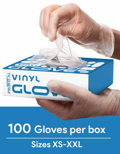 Load image into Gallery viewer, ProHeal Vinyl Disposable Gloves Clear Powder &amp; Latex Free 100 Count Size S
