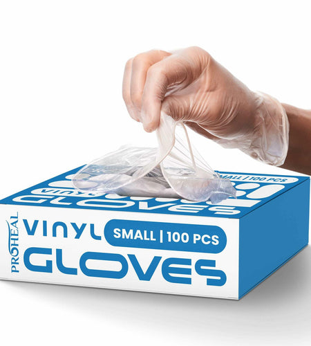 ProHeal Vinyl Disposable Gloves Clear Powder & Latex Free 100 Count Size S