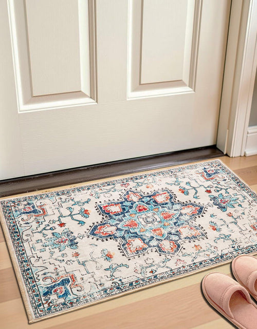 Load image into Gallery viewer, Puremy 2x3 Vintage Boho Entryway Rug Non Slip Low Pile Floral Cream

