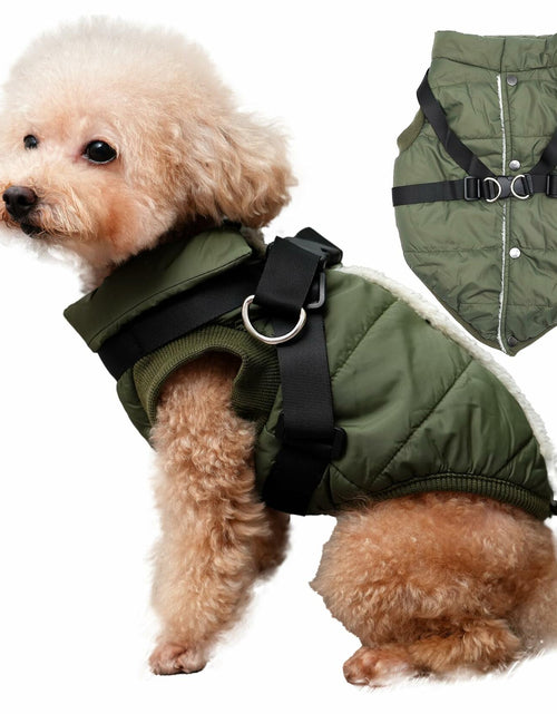 Load image into Gallery viewer, JoyDaog Dog Jacket Harness Fleece Lined Warm Winter Vest LightOrange Size M
