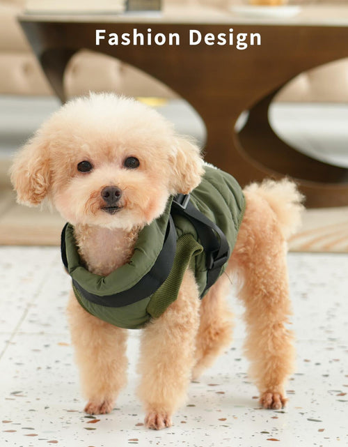Load image into Gallery viewer, JoyDaog Dog Jacket Harness Fleece Lined Warm Winter Vest LightOrange Size M
