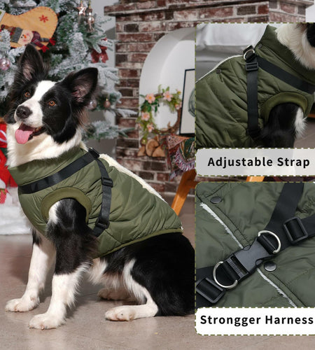 JoyDaog Dog Jacket Harness Fleece Lined Warm Winter Vest LightOrange Size M