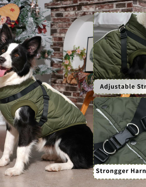 Load image into Gallery viewer, JoyDaog Dog Jacket Harness Fleece Lined Warm Winter Vest LightOrange Size M
