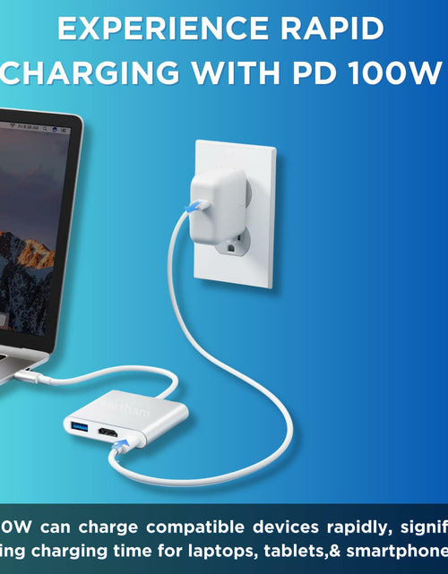 Load image into Gallery viewer, eartham USB C to HDMI Adapter 3-in-1 Hub 4K 30Hz 100W PD USB 3.0 Silver
