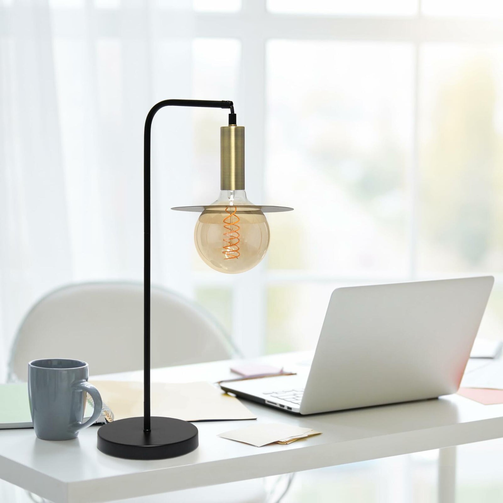 Simple Designs LT1237-BLK 24" Cosmic Glow Orb Table Lamp Black Brass