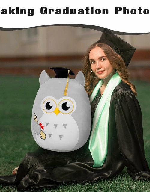 Load image into Gallery viewer, OurHonor Graduation Plush Owl Stuffed Animal Gray Soft Pillow Toy 7in

