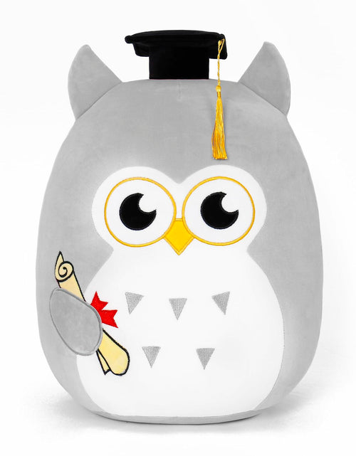 Load image into Gallery viewer, OurHonor Graduation Plush Owl Stuffed Animal Gray Soft Pillow Toy 7in
