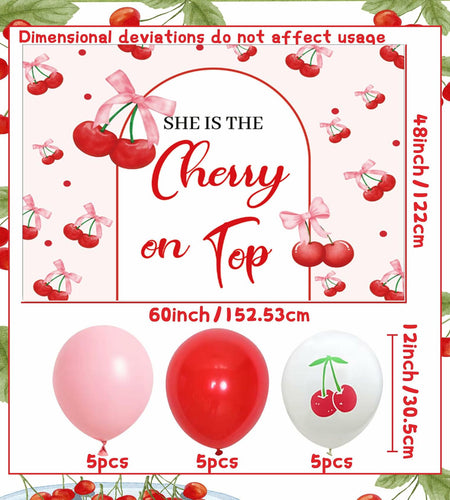 BACH AND BOUJEE She's The Cherry on Top Baby Shower Backdrop Red Balloons