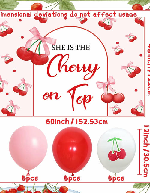 Load image into Gallery viewer, BACH AND BOUJEE She's The Cherry on Top Baby Shower Backdrop Red Balloons
