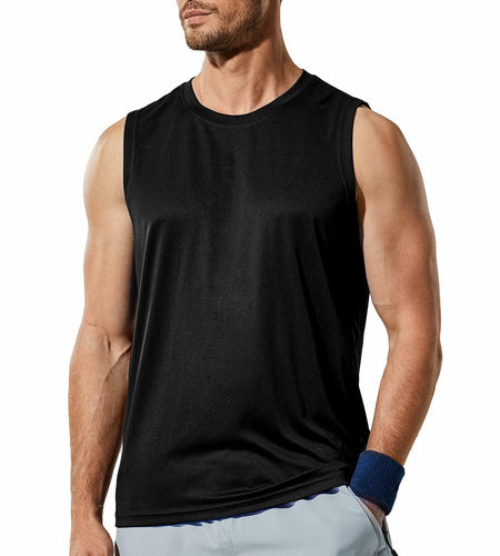 Haimont Mens Sleeveless Workout Gym Tank Shirt UV Muscle Black Size M