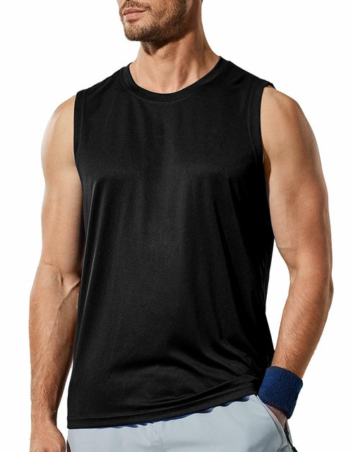 Load image into Gallery viewer, Haimont Mens Sleeveless Workout Gym Tank Shirt UV Muscle Black Size M
