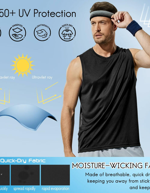 Load image into Gallery viewer, Haimont Mens Sleeveless Workout Gym Tank Shirt UV Muscle Black Size M
