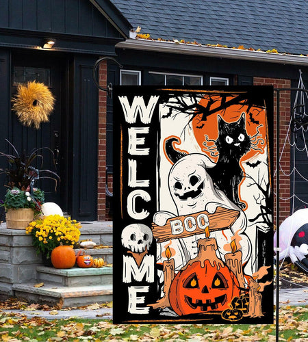 4SEASONS POD Holiday Garden Flags Set of 3 12x18 Double Sided Halloween Xmas