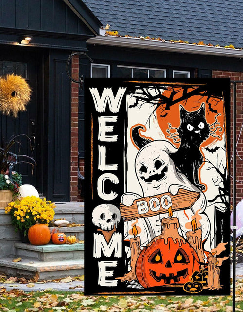 Load image into Gallery viewer, 4SEASONS POD Holiday Garden Flags Set of 3 12x18 Double Sided Halloween Xmas
