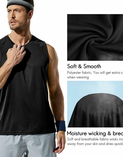 Load image into Gallery viewer, Haimont Mens Sleeveless Workout Gym Tank Shirt UV Muscle Black Size M
