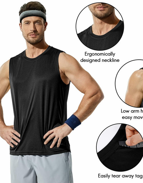 Load image into Gallery viewer, Haimont Mens Sleeveless Workout Gym Tank Shirt UV Muscle Black Size M
