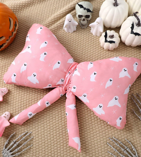 Weysat Pink Halloween Ghost Bow Pillow 13x24 Inch Large Cotton Cushion