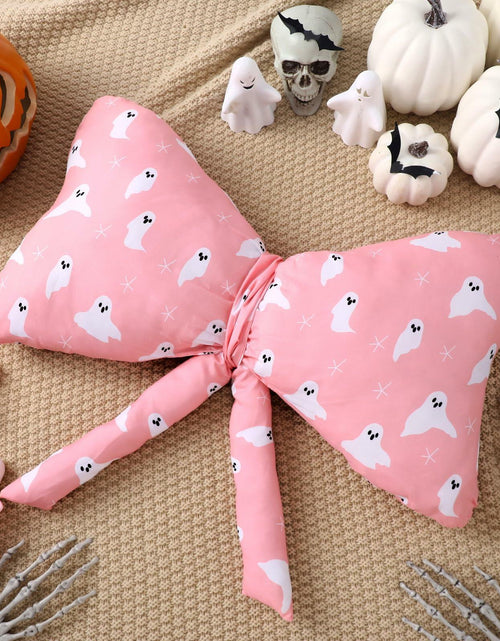 Load image into Gallery viewer, Weysat Pink Halloween Ghost Bow Pillow 13x24 Inch Large Cotton Cushion

