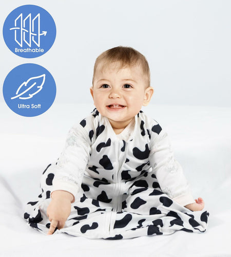 GUNTAIL Baby Sleep Sack 2-Way Zipper Rayon Cotton Cow Print Size X-Large