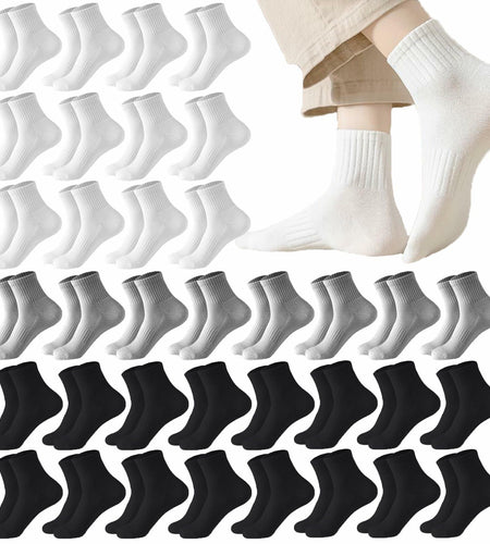 Looknniy Men’s Cushion Ankle Socks Cotton 20 Pairs Mixed Colors One Size