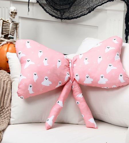 Weysat Pink Halloween Ghost Bow Pillow 13x24 Inch Large Cotton Cushion