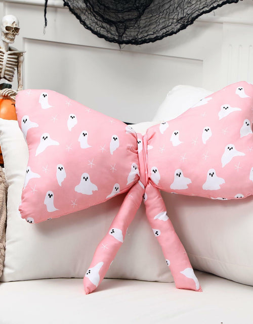 Load image into Gallery viewer, Weysat Pink Halloween Ghost Bow Pillow 13x24 Inch Large Cotton Cushion
