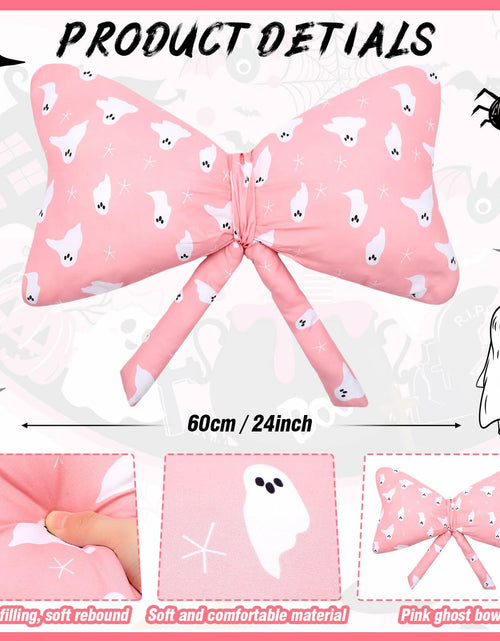 Load image into Gallery viewer, Weysat Pink Halloween Ghost Bow Pillow 13x24 Inch Large Cotton Cushion
