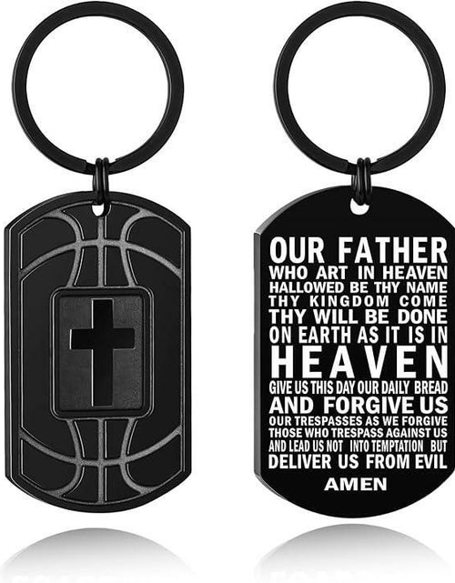 Load image into Gallery viewer, Miss Chipmunk Football Bible Verse Keychain Men Black Medium
