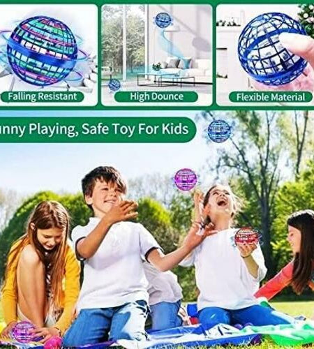 RSNG Flying Orb Ball Spinner Mini Drone 360 Rotating LED Toy Red