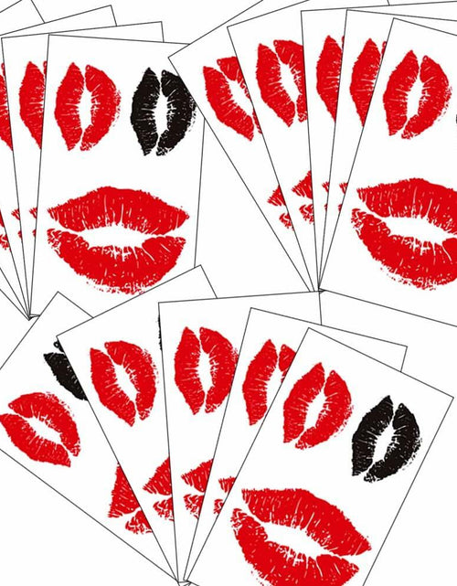 Load image into Gallery viewer, LEOARS Valentines Lip Temporary Tattoo Stickers Waterproof Red Black 15-Sheet
