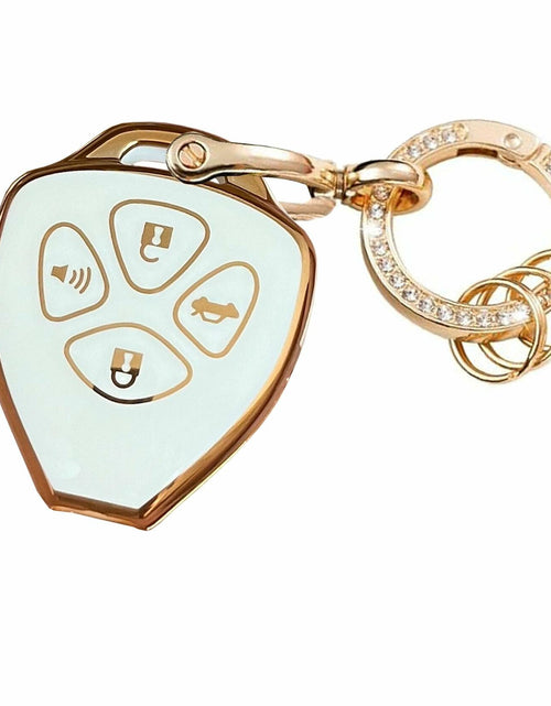 Load image into Gallery viewer, TAPAYICA Toyota Key Fob Cover 4 Buttons White-Gold TPU Shell with Keychain
