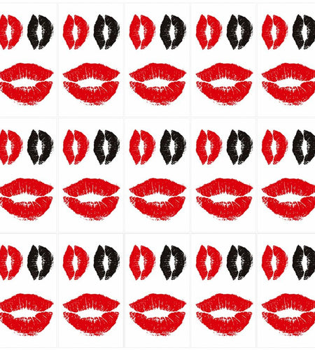 LEOARS Valentines Lip Temporary Tattoo Stickers Waterproof Red Black 15-Sheet