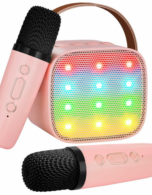 Load image into Gallery viewer, VERKB Kids Karaoke Machine Bluetooth Speaker 2 Wireless Mics Pink
