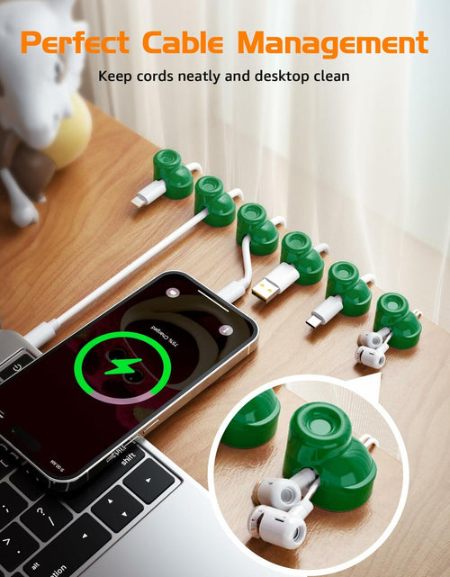 Load image into Gallery viewer, gliship 6 Pack Magnetic Cable Clips Adjustable Cord Holder Green

